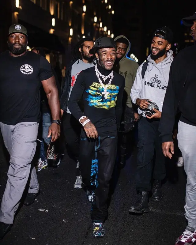 Lil Uzi Vert outfit in Vlone, Raf Simons, and Reebok, 2022