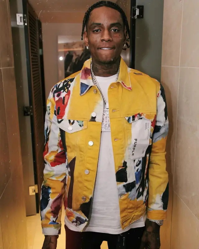 Soulja Boy outfit in Purple Brand and Nike, 2022