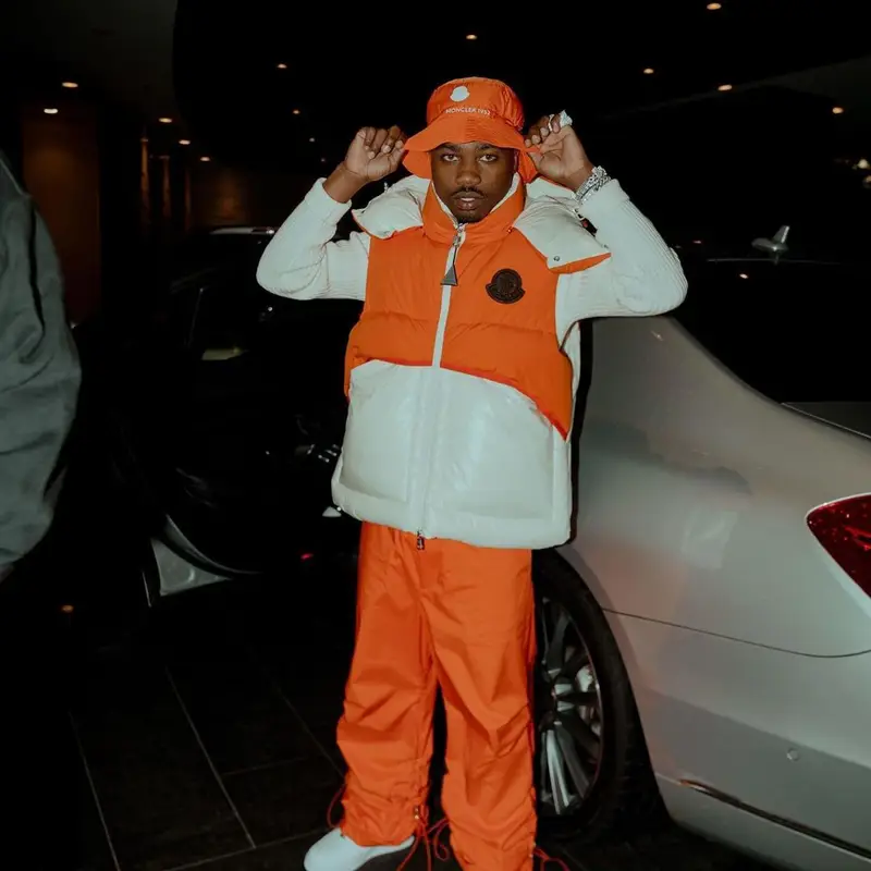 Roddy Ricch outfit in Nike and Moncler, 2022