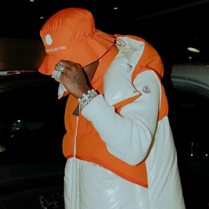 Roddy Ricch outfit in Nike and Moncler, 2022