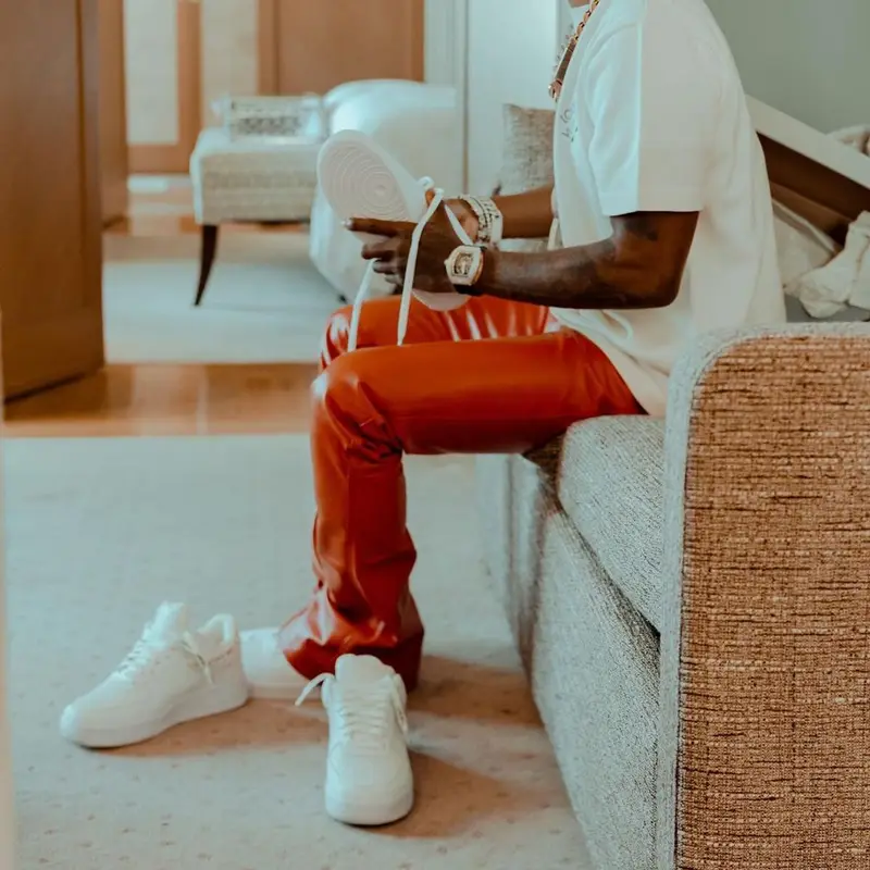 Roddy Ricch outfit in Louis Vuitton, Nyrva, and Nike, 2022