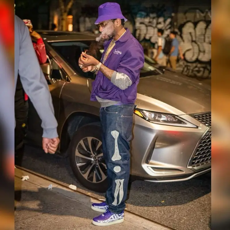 Fabolous outfit in 6Fifty, Kapital, and Nike, 2022