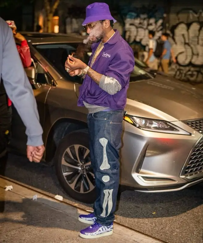 Fabolous outfit in 6Fifty, Kapital, and Nike, 2022