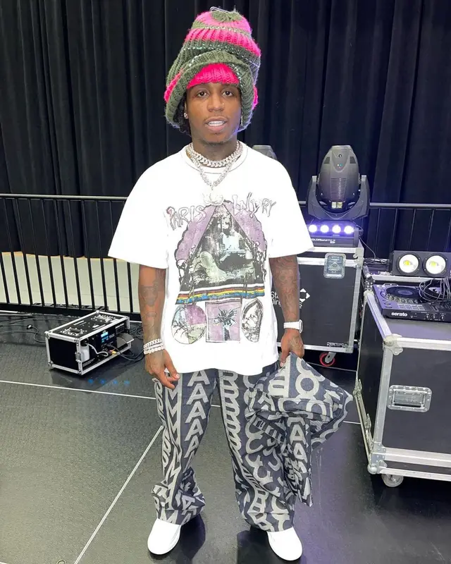 Jacquees outfit in Marc Jacobs and Alexander McQueen, 2022