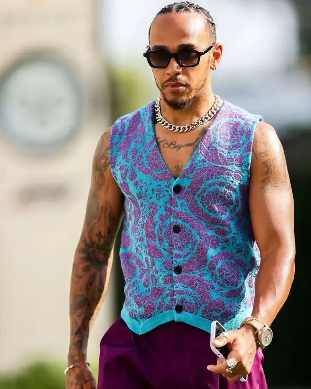 Lewis Hamilton outfit in Versace, Police, and Lewis Hamilton, 2022