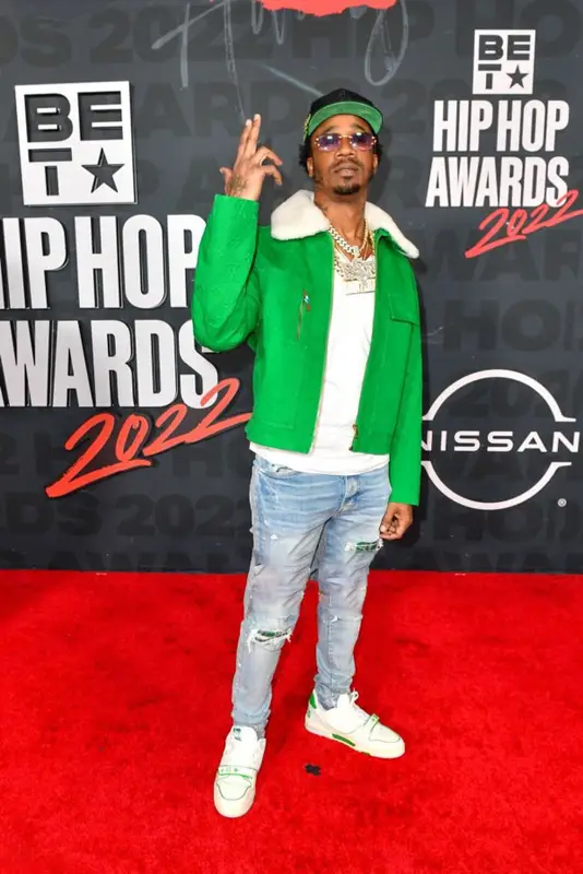 Benny The Butcher outfit in Louis Vuitton, Amiri, and Cartier, 2022