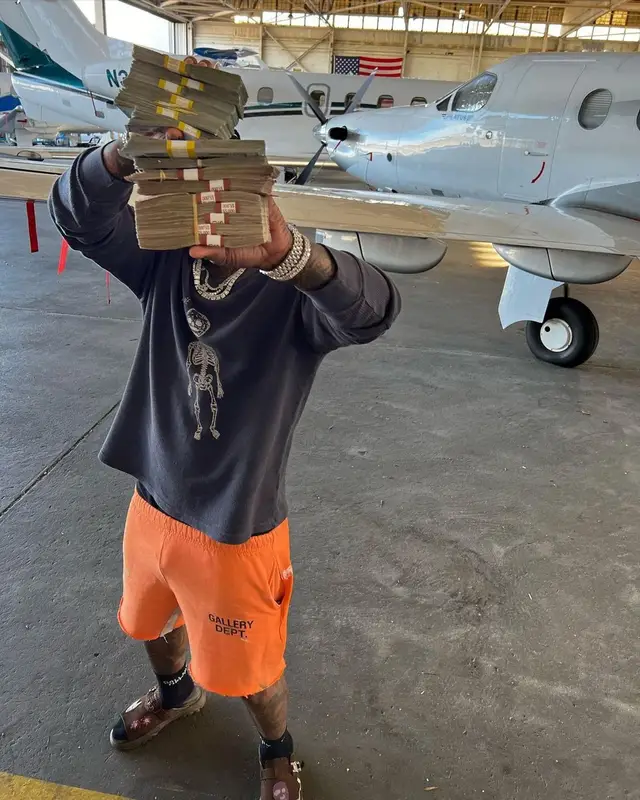 Moneybagg Yo outfit in Gallery Dept., Cactus Jack, and Dior, 2022