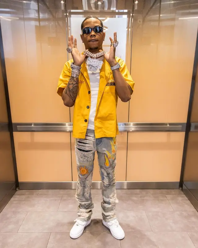 Lil Migo outfit in Gallery Dept., Goyard, and Balenciaga, 2022