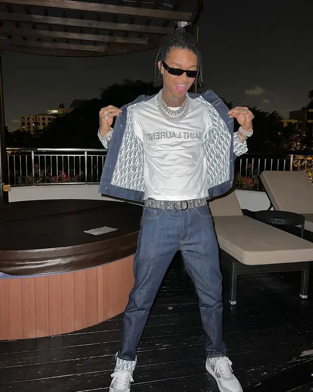 Swae Lee outfit in Saint Laurent and Dior, 2022