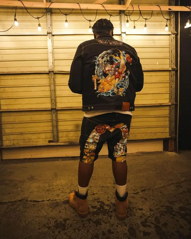 Peezy outfit in Evisu and Timberland, 2022