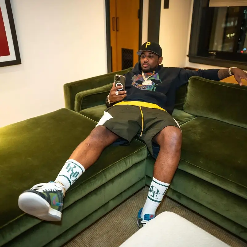 Fabolous outfit in Rhude, Nike, and New Era, 2022
