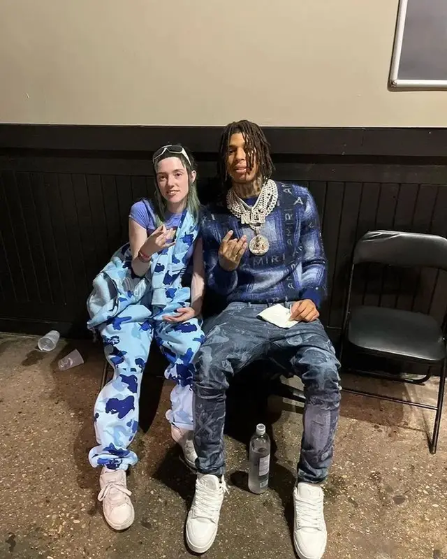 NLE Choppa outfit in Amiri, Purple Brand, and Louis Vuitton, 2022