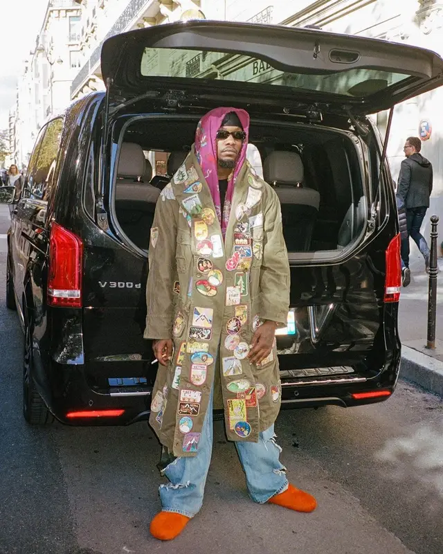 Offset outfit in Balenciaga, Prada, and Kapital, 2022