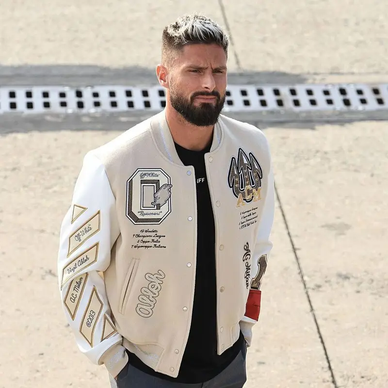Olivier Giroud outfit in Off-White and AC Milan, 2022