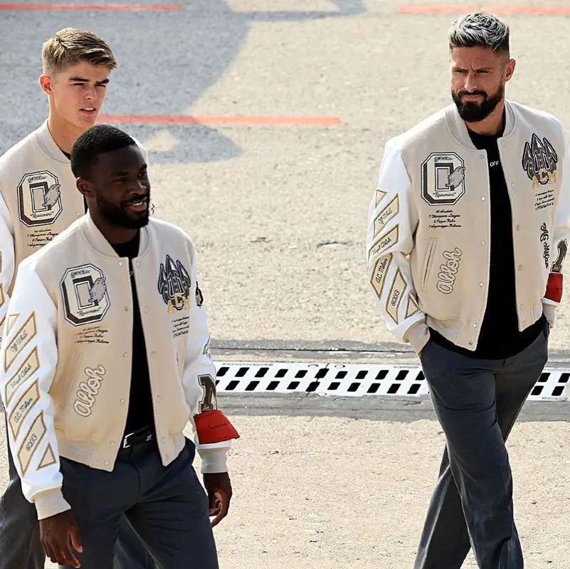 Olivier Giroud outfit in Off-White and AC Milan, 2022