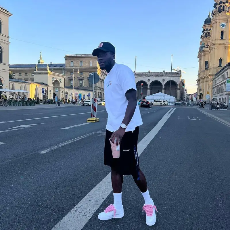 Alphonso Davies outfit in Off-White, Custom, and Amiri, 2022