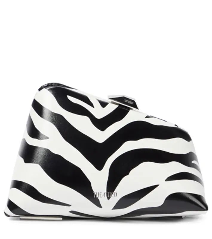 The Attico Midnight Zebra Print Leather Clutch $1900