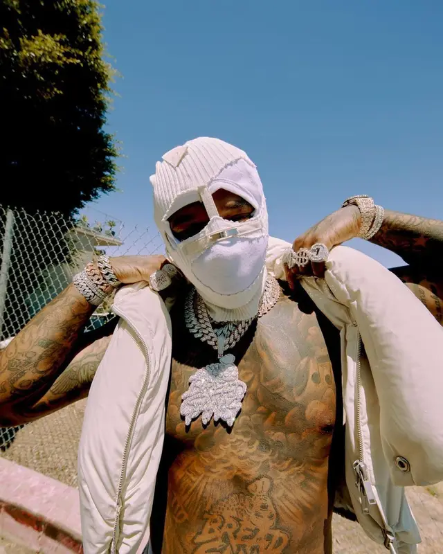 Moneybagg Yo outfit in Heliot Emil, Who Decides War, and Jordan, 2022