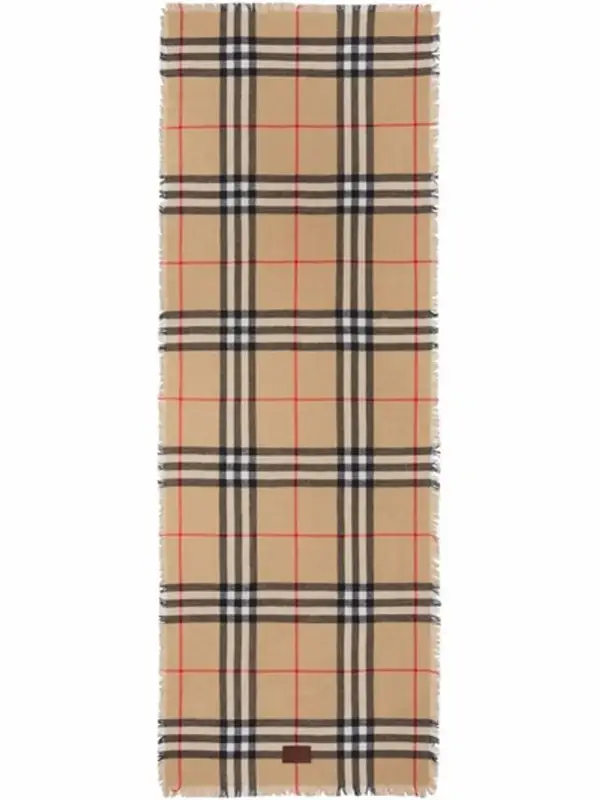 Burberry Check-pattern Scarf In Brown $690
