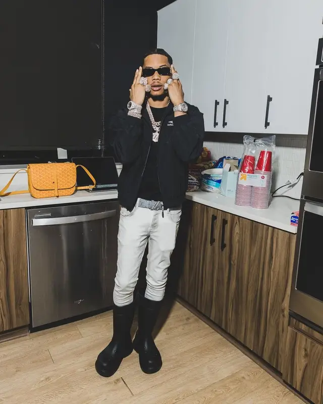 Lil Migo outfit in Valabasas, Louis Vuitton, and Balenciaga, 2022