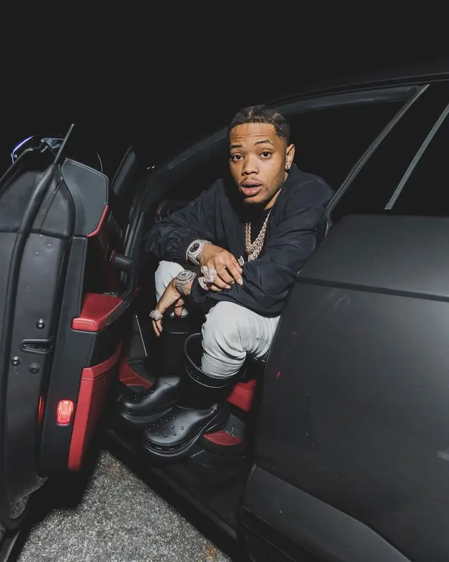 Lil Migo outfit in Valabasas, Louis Vuitton, and Balenciaga, 2022
