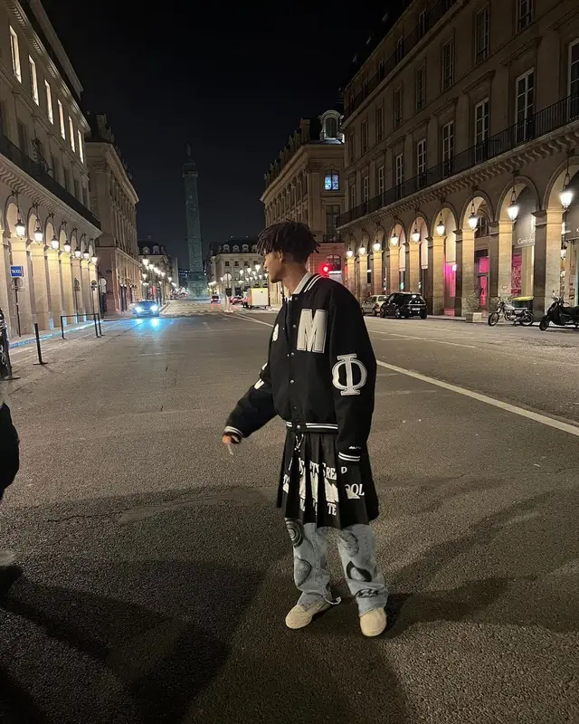 Jaden Smith outfit in MSFTSrep, New Balance, and Louis Vuitton, 2022