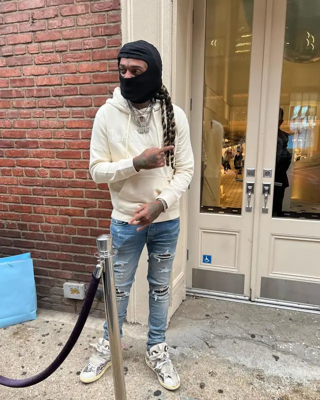 Lil Dude outfit in Lanvin and Amiri, 2022