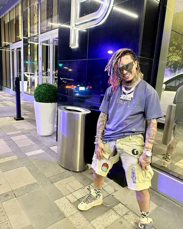 Lil Pump outfit in Gallery Dept., Versace, and Chrome Hearts, 2022