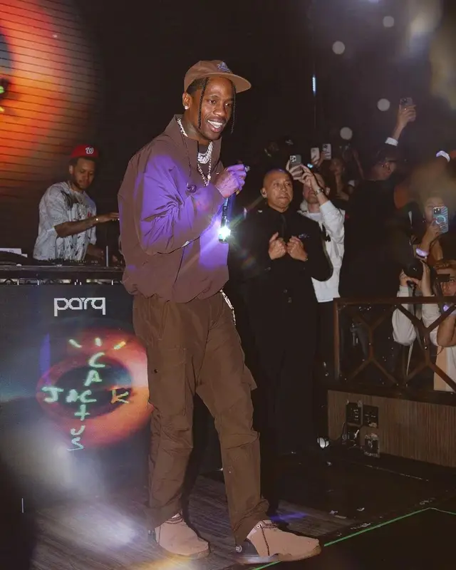 Travis Scott outfit in Travis Scott Merch, Nike, and Space Village, 2022