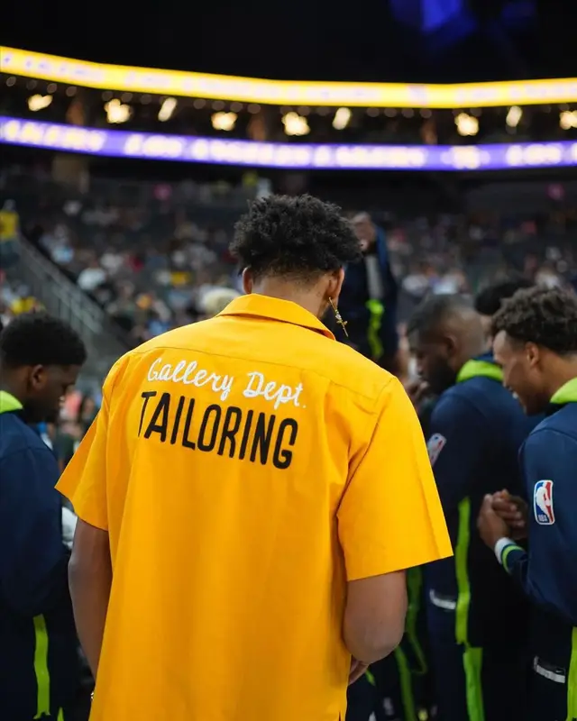 Karl Anthony Towns outfit in Gallery Dept., Nike, and Off-White, 2022