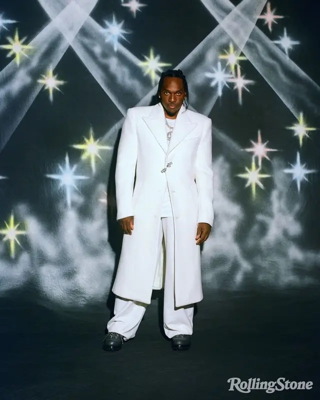 Pusha T outfit in Louis Vuitton and OAMC, 2022