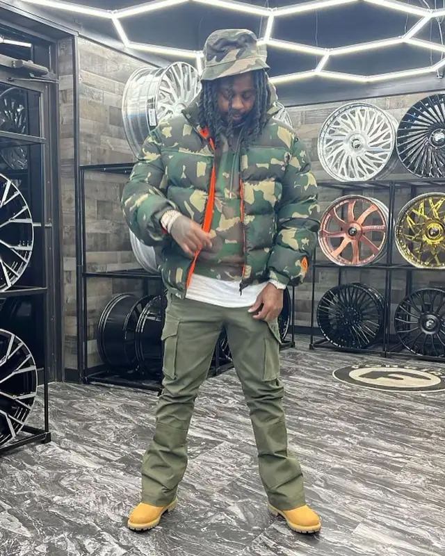 Babyface Ray outfit in Timberland and Heron Preston, 2022