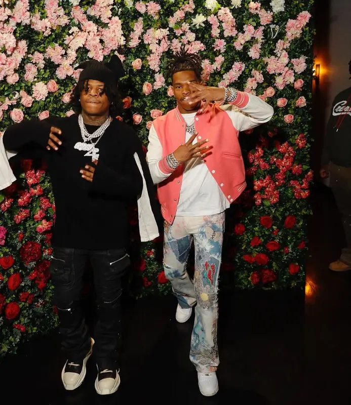 Lil Baby outfit in Celine, Kapital, and Nike, 2022