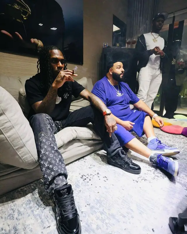 Burna Boy outfit in Louis Vuitton and Nigo, 2022