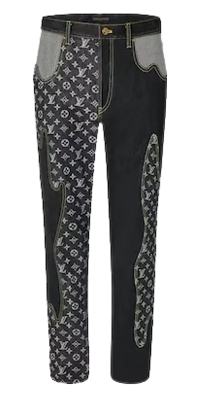 Louis Vuitton X Nigo Monogram Crazy Denim Pants Black for Women