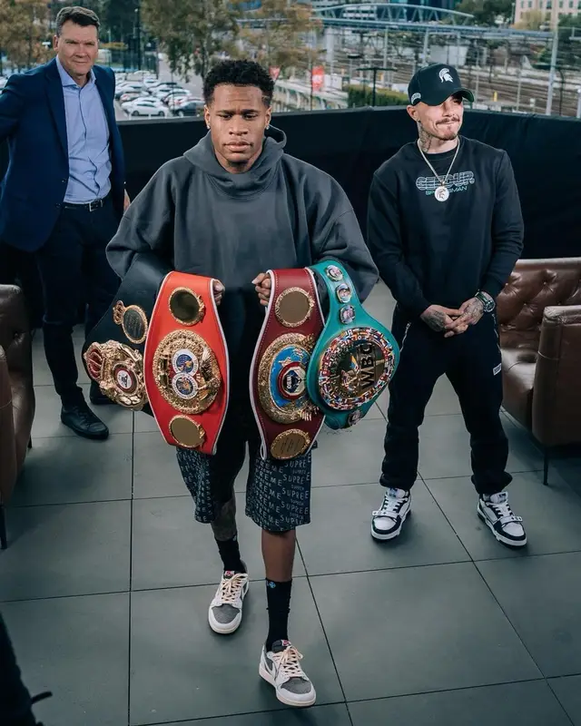 Devin Haney outfit in Yeezy, Supreme, and GAP, 2022