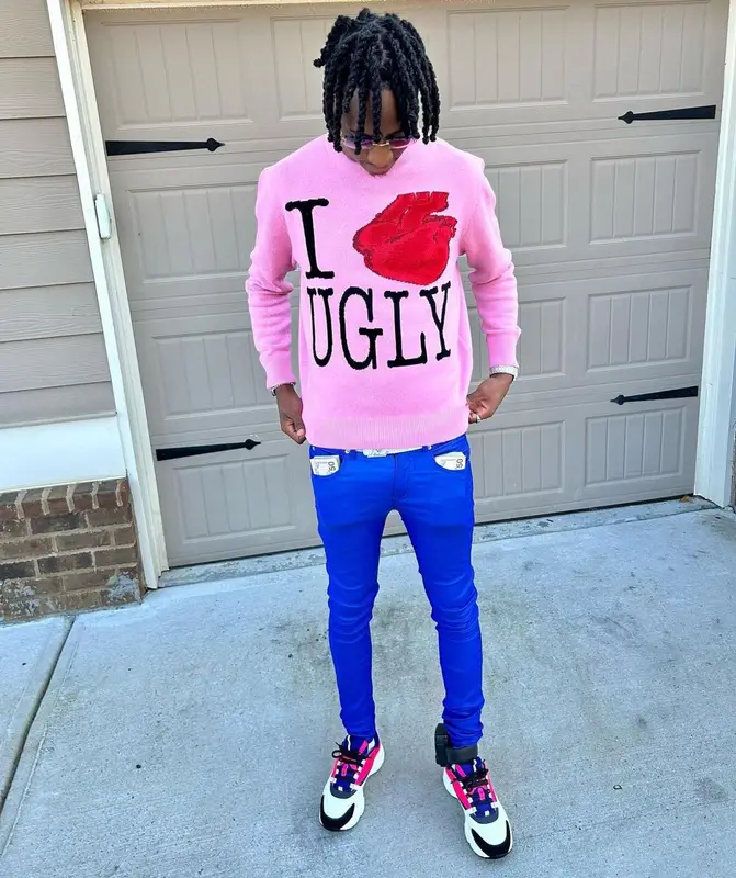 Yung Mal outfit in Filthy Wealth, Dior, and Louis Vuitton, 2022