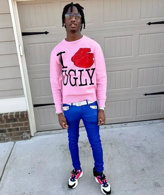 Yung Mal outfit in Filthy Wealth, Dior, and Louis Vuitton, 2022