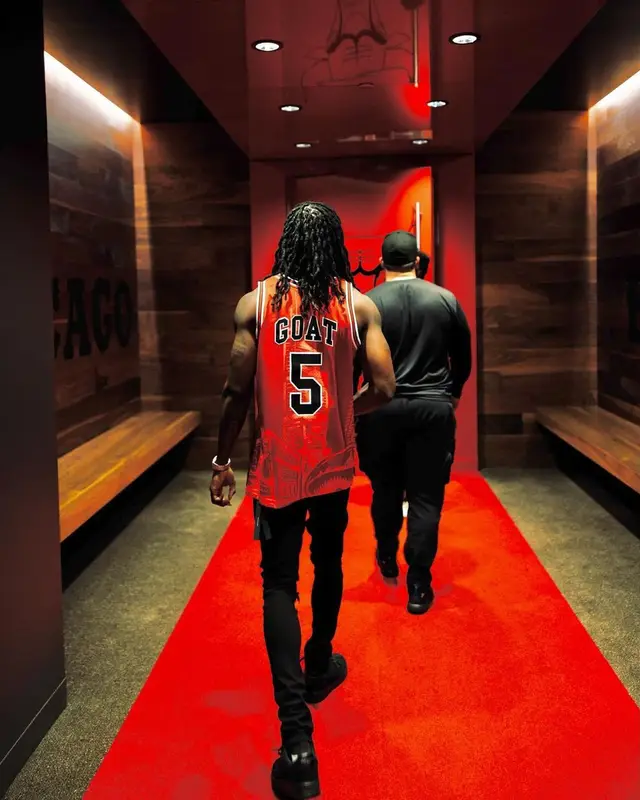 Polo G outfit in Polo G Merch, Amiri, and Chicago Bulls, 2022