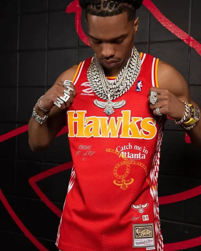 Lil Baby outfit in Atlanta Hawks and Lil Baby Merch, 2022
