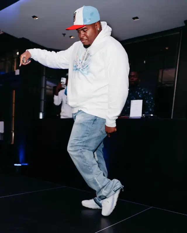 Duke Deuce outfit in Off-White, Mnml, and Adidas, 2022