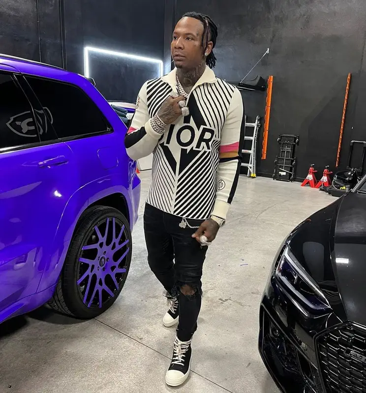 Moneybagg Yo outfit in Dior, Amiri, and Rick Owens, 2022