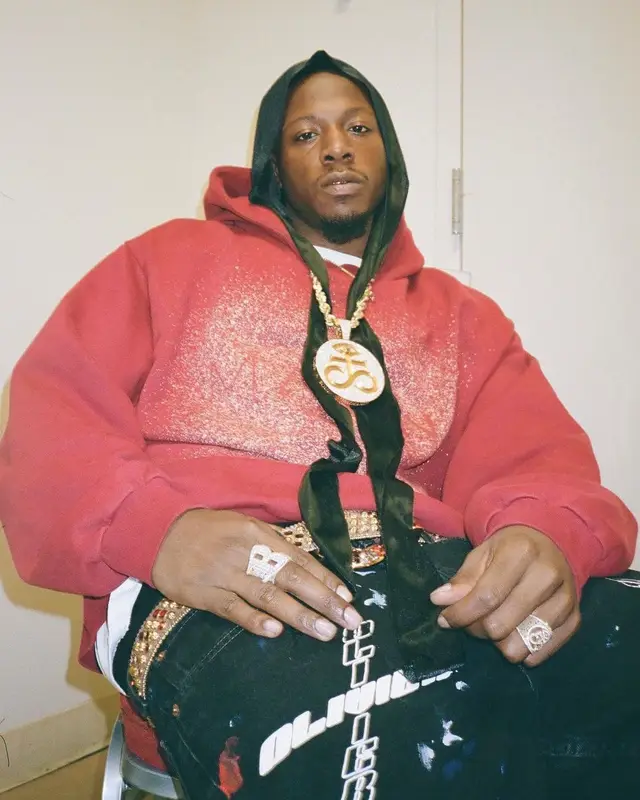 Joey Badass outfit in Marni, Olivier Rogers, and B.B. Simon, 2022