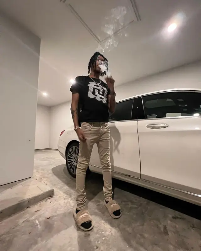 Kankan outfit in Rick Owens, Purple Brand, and Balenciaga, 2022