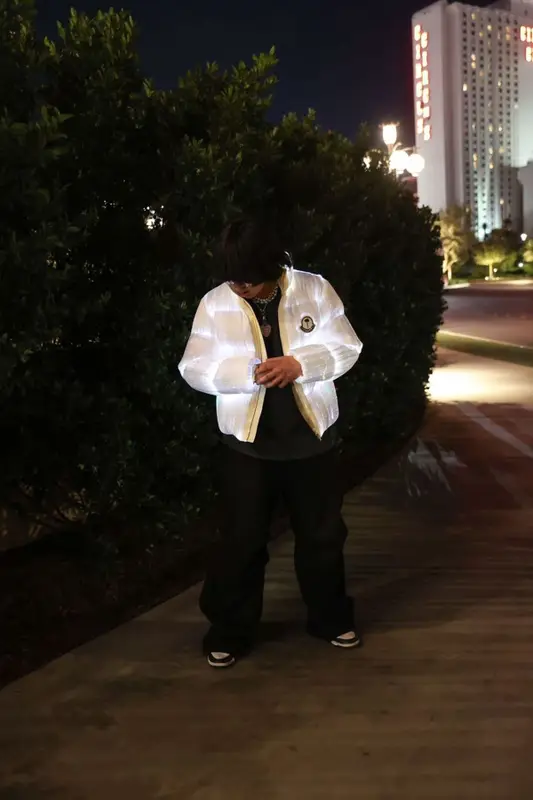 Zzz. outfit in Moncler, Chrome Hearts, and Palm Angels, 2022