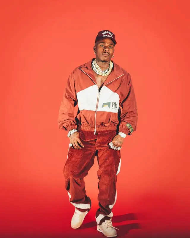 DaBaby outfit in Rhude, Jordan, and Off-White, 2022