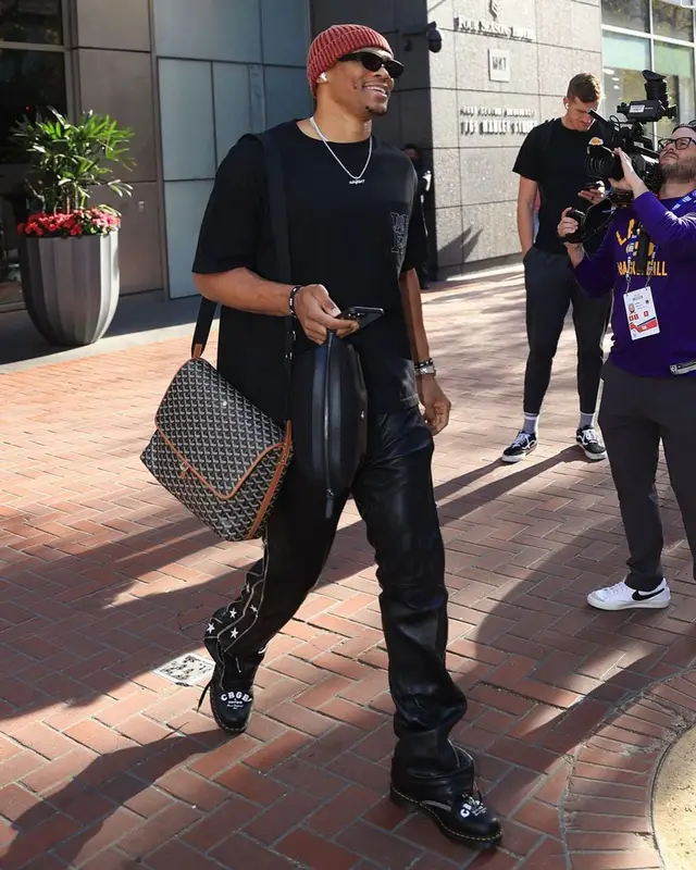 Russell Westbrook outfit in Cease±Desist, Goyard, and Honor The Gift, 2022