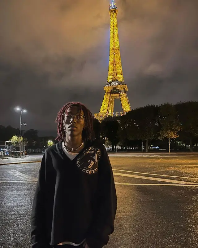 Lil Tecca outfit in Rick Owens, Enfants Riches Deprimes, and Ray-Ban, 2022