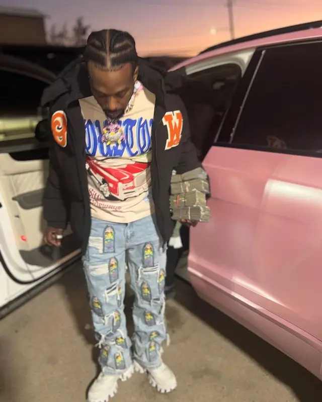 Sauce Walka outfit in Off-White, Who Decides War, and Prada, 2022