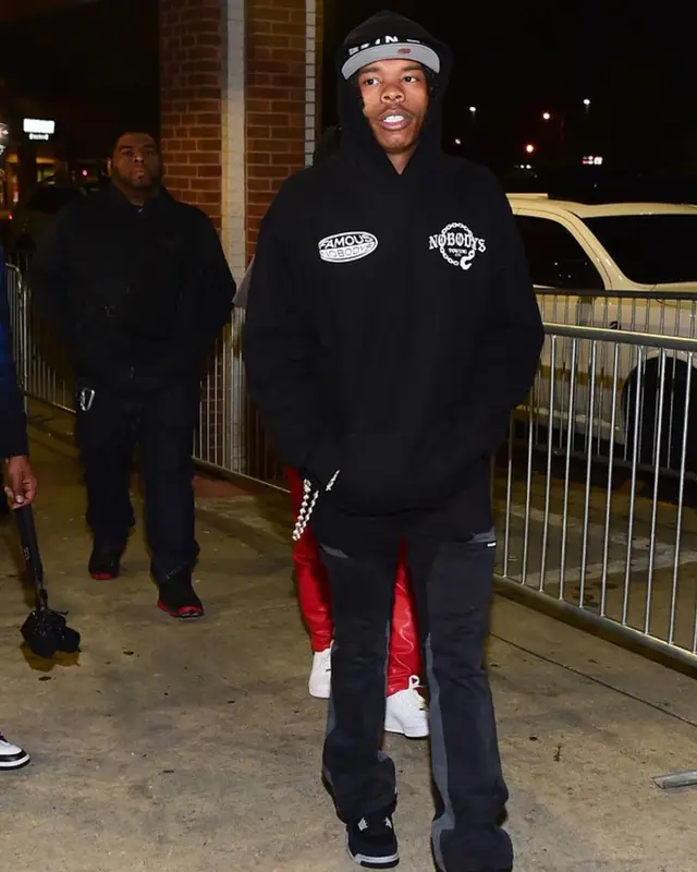 Lil Baby outfit in Famous Nobody’s, Nahmias, and Jordan, 2022
